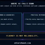 Infographic summarising What AI Is Actually Bad At (And Why That’s Worth Knowing)