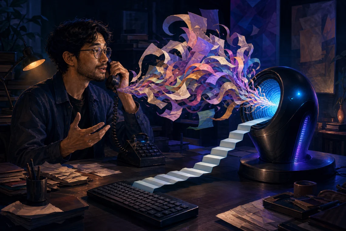 Infographic summarising Dictating to AI Instead of Typing: What Changes